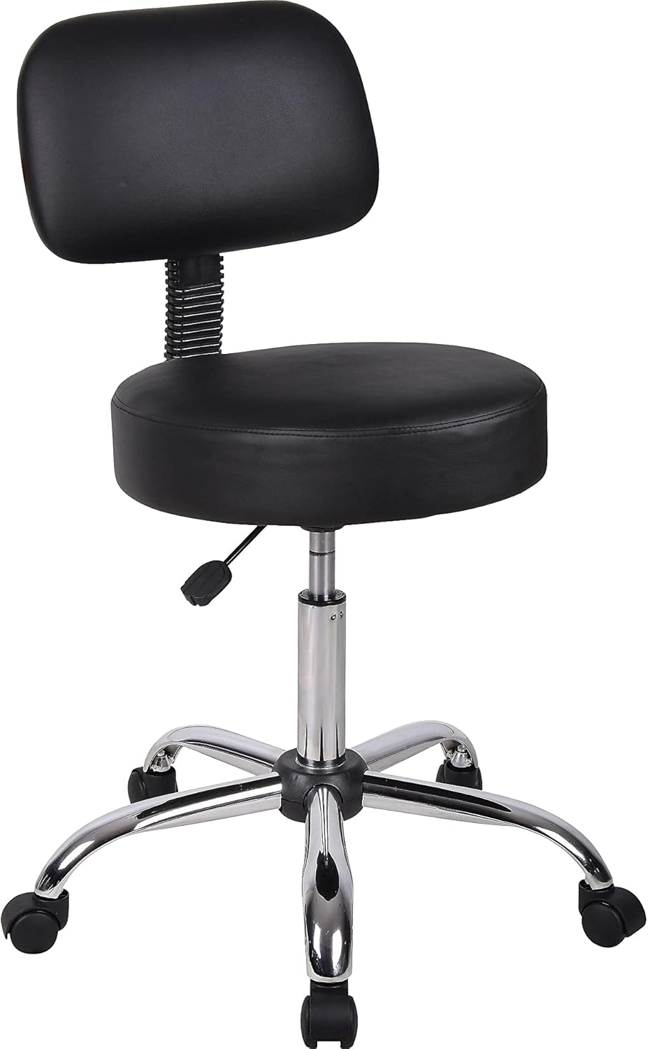 BOSS OFFICE PRODUCTS Medical Stool with Back, Antimicrobial Vinyl, Chrome Base