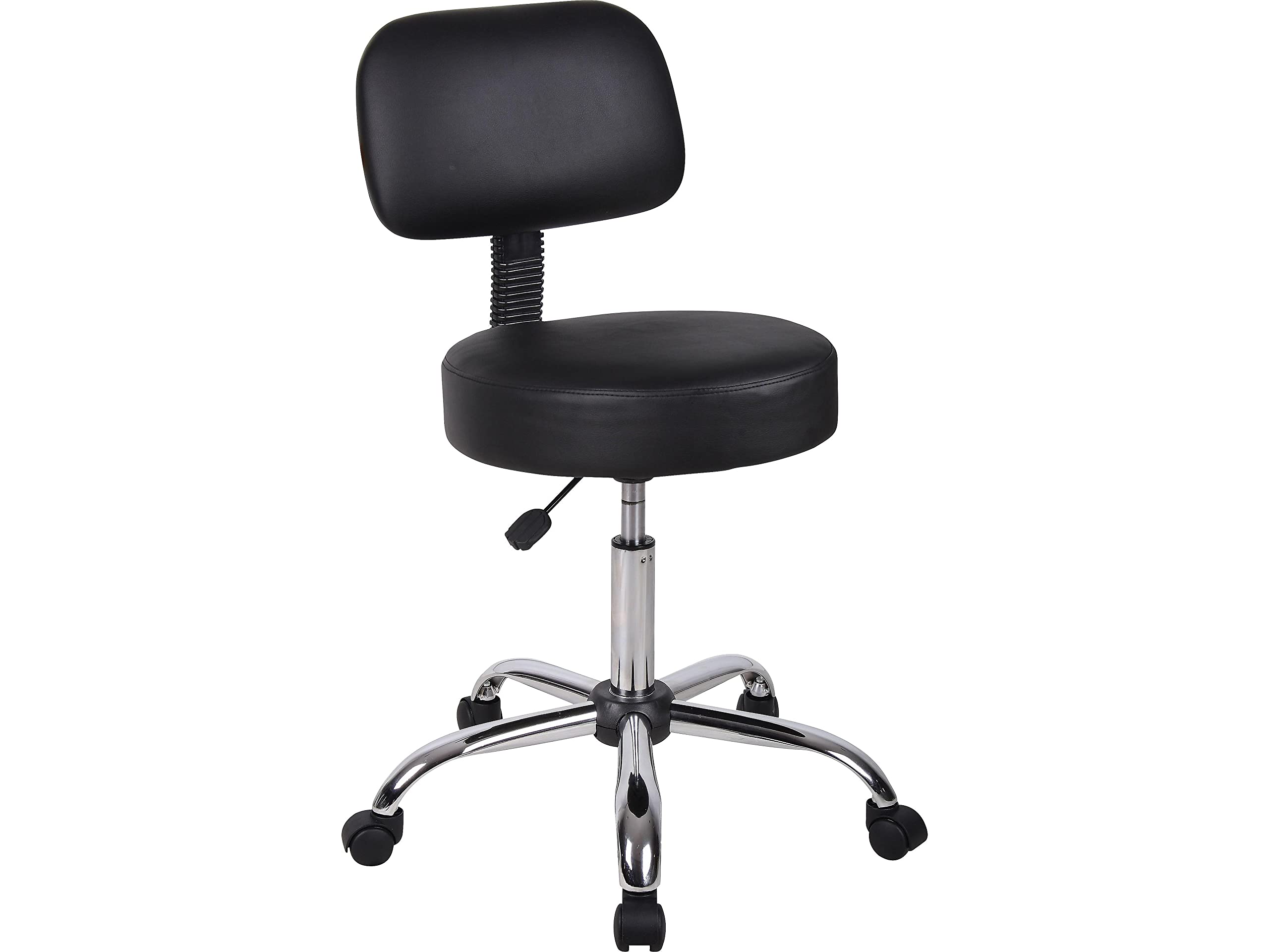BOSS OFFICE PRODUCTS Medical Stool with Back, Antimicrobial Vinyl, Chrome Base