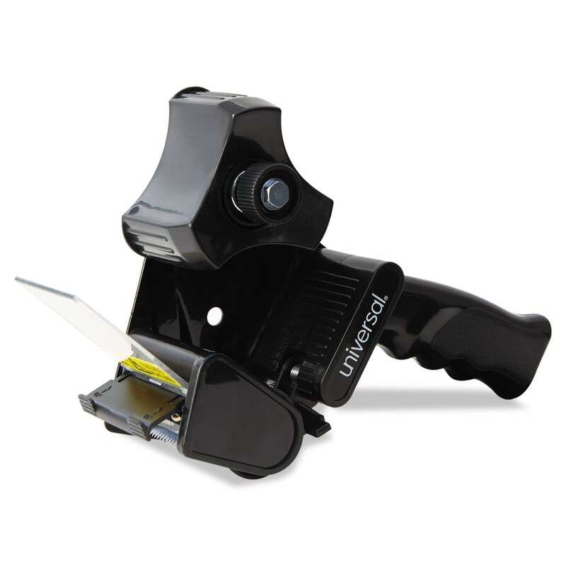 Universal 88000 Handheld Box Sealing Tape Dispenser, 3" Core, Metal/Plastic, Black