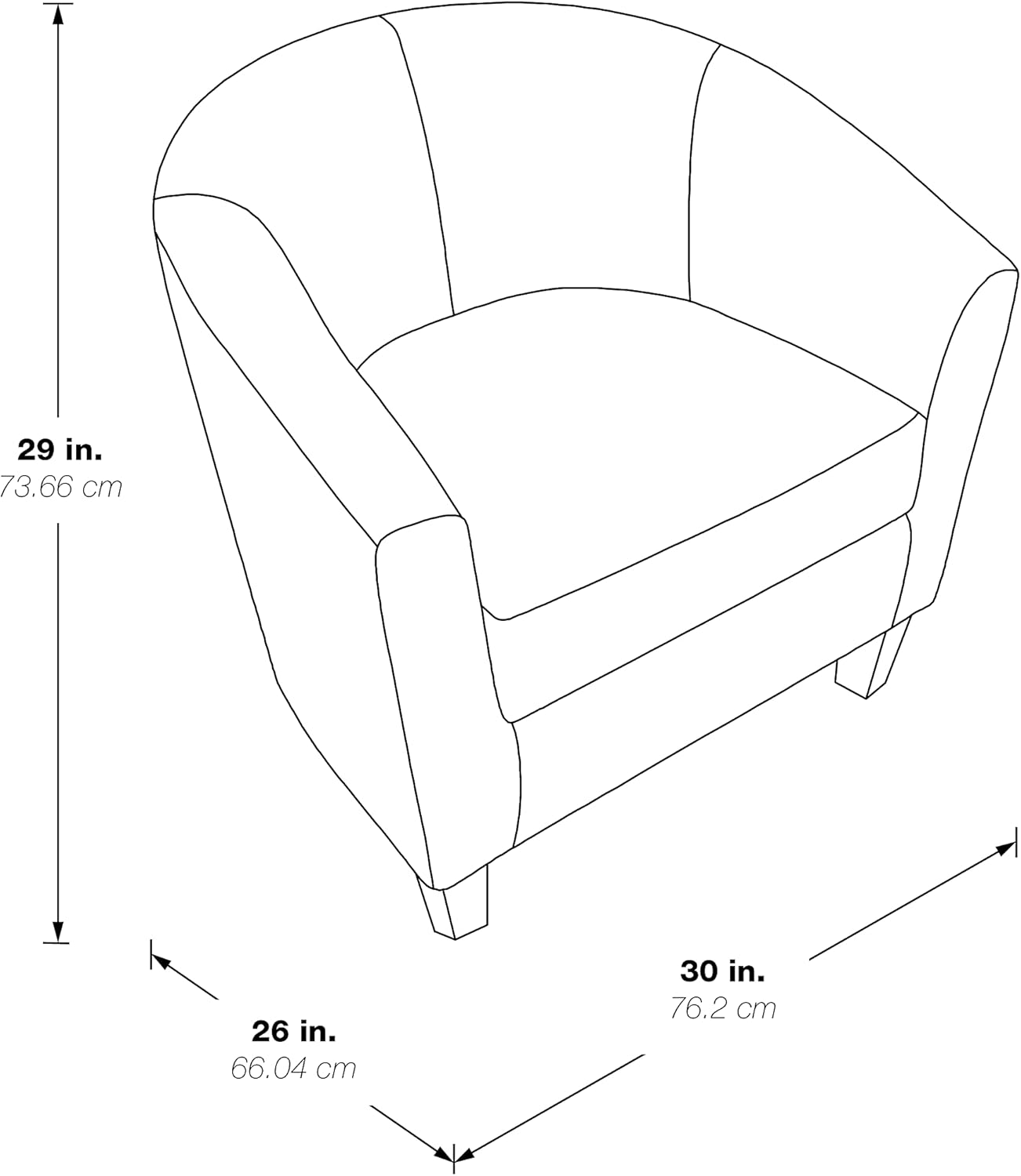 OSP Home Furnishings Ethan Tub Accent Chair with Dark Espresso Wood Legs, Cocoa Faux Leather