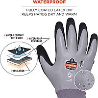 Ergodyne ProFlex 7501 Coated Waterproof Winter Work Gloves, Sandy Nitrile Coated Palms, Thermal Fleece Lining, Gray X-Large (1 pair)