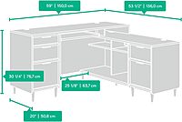 Sauder 59" L-Desk and Bookcase Bundle, Clifford Place Collection, Grand Walnut Finish L-Desk + 3 Tier Bookcase