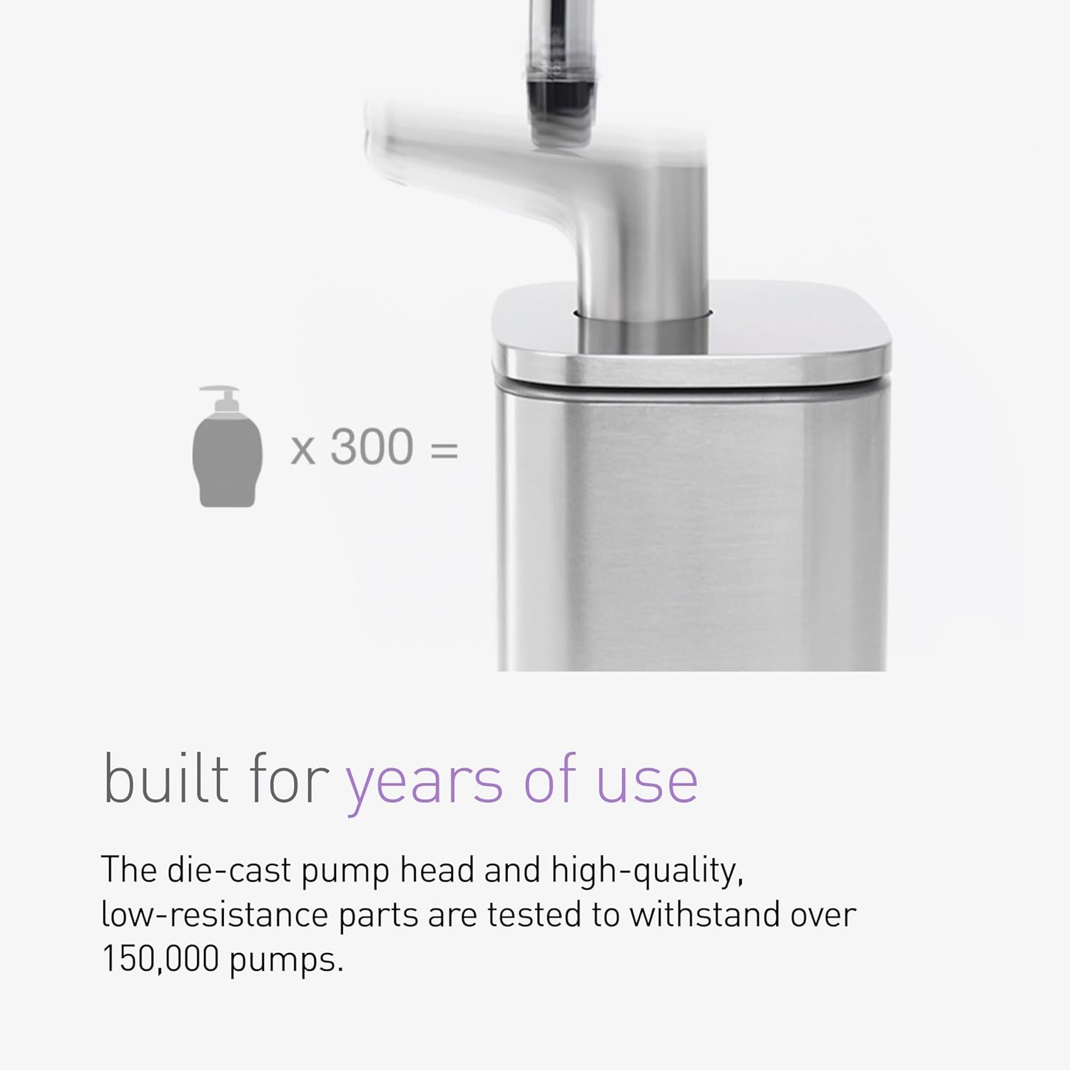 simplehuman Pulse Pump Countertop Liquid Soap Dispenser, Drip-Free Stainless Steel