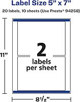 Avery Glossy White Rectangle Labels, Sure Feed Technology, 5" x 7", Permanent Adhesive, Laser/Inkjet Printable
