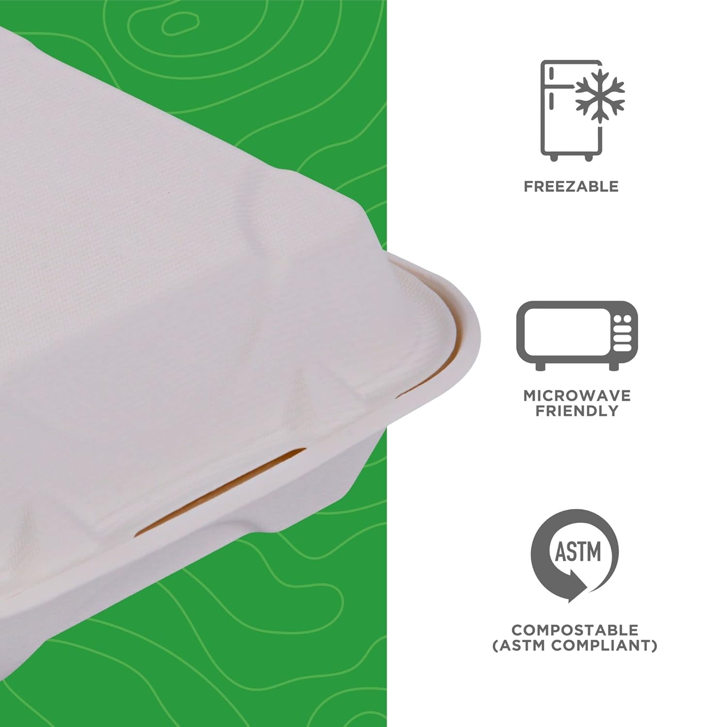Eco-Products Compostable Bagasse Molded-Fiber Hinged Clamshell Containers