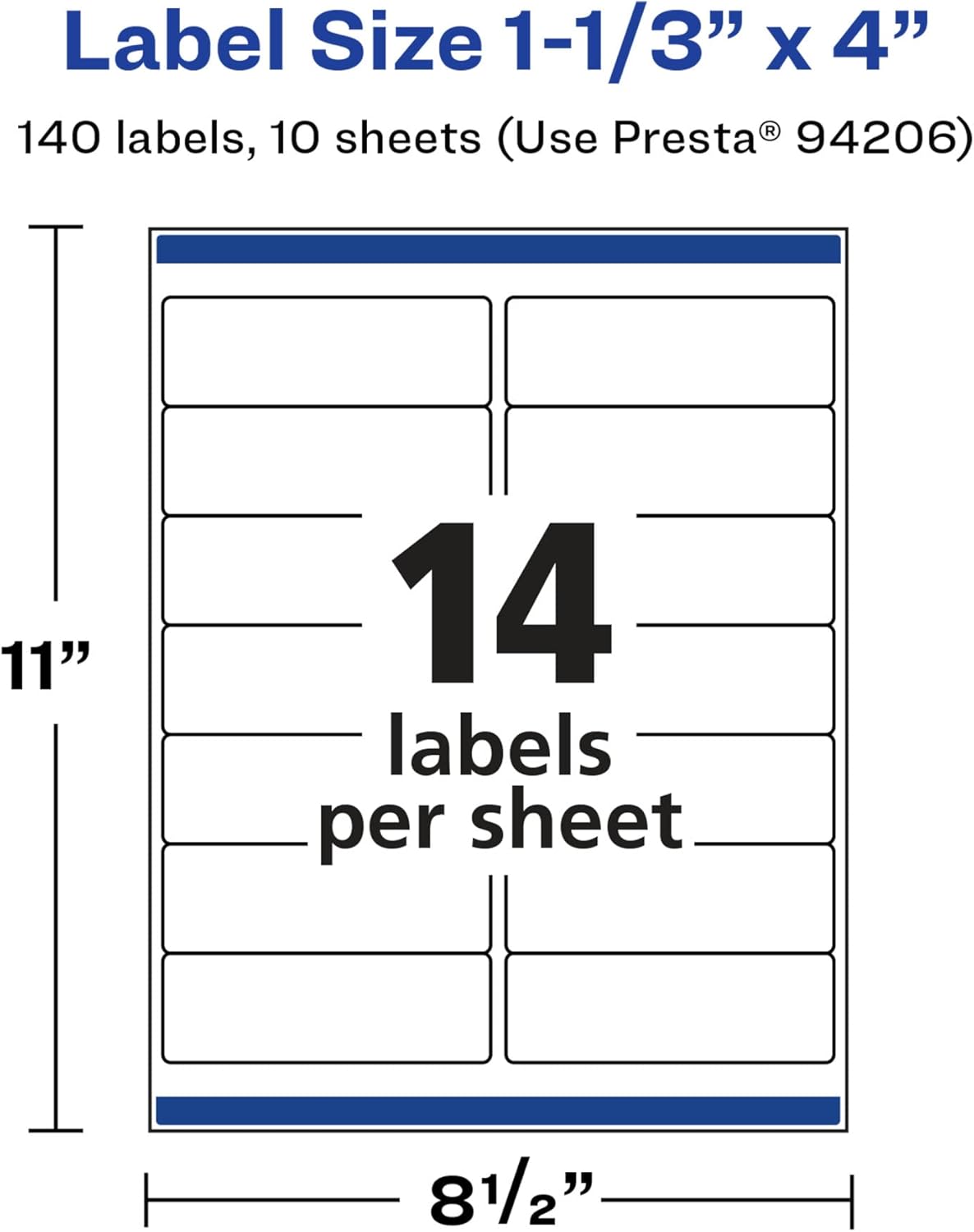 Avery Glossy White Rectangle Labels, Sure Feed Technology, 1-1/3" x 4"