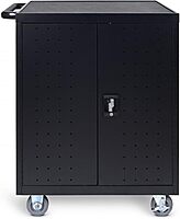 Luxor 32-Device Charging Cart With Timer, 38-1/4inH x 28-1/2inW x 21inD, Black