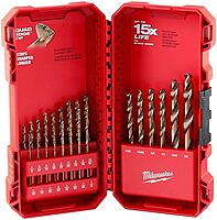 Milwaukee Electric - 23 PC RED Helix Cobalt Twist Drill Bit Set, 135°