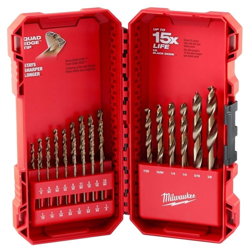 Milwaukee Electric - 23 PC RED Helix Cobalt Twist Drill Bit Set, 135°