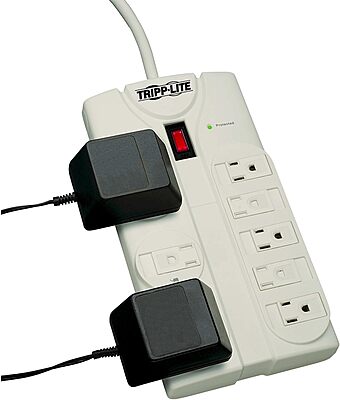 Tripp Lite 8 Outlet Surge Protector Power Strip, Extra Long Cord 25ft, Right-Angle Plug, Lifetime Limited Warranty & Dollar 75K Insurance (TLP825) , White 8 Outlets