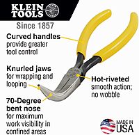 Klein Tools D302-6 Needle Nose Pliers, Long Nose Side Cutters, Alligator Pliers with Curved Handle, 6-1/2-Inch