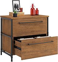 Sauder Iron City 31inW x 20inD Lateral 2-Drawer File Cabinet, Checked Oak