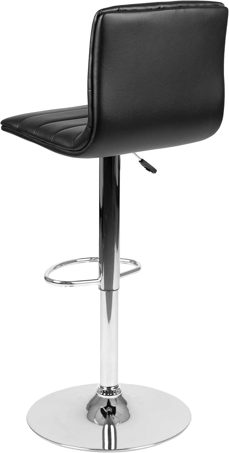 FLASH FURNITURE Vincent Adjustable Mid-Back Barstool with Vinyl Upholstery and Chrome Base