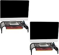 Mind Reader Monitor Stand, Ventilated Laptop Riser, Paper Tray, Office, Metal Mesh, 20" L x 11.5" W x 5.5" H, Set of 2, Black