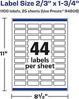 Avery Glossy White Rectangle Labels, Sure Feed Technology, 2/3" x 1-3/4", Print-to-The-Edge, Permanent Adhesive, Laser/Inkjet Printable