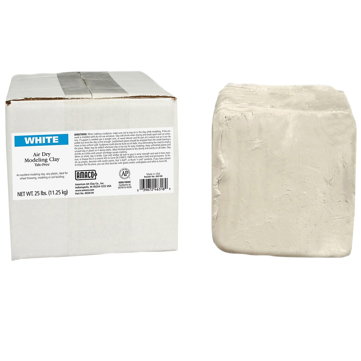 AMACO AMA46318R Air Dry Clay, 25 lbs. , White (Color may vary)