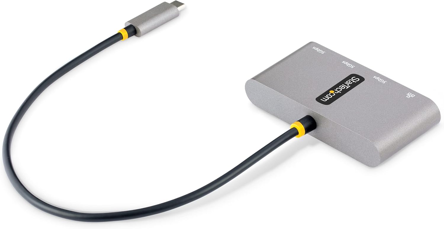 StarTech.com 3-Port USB-C Hub with Ethernet - 3X USB-A - Gigabit Ethernet - USB 3.0 5Gbps - Bus-Powered