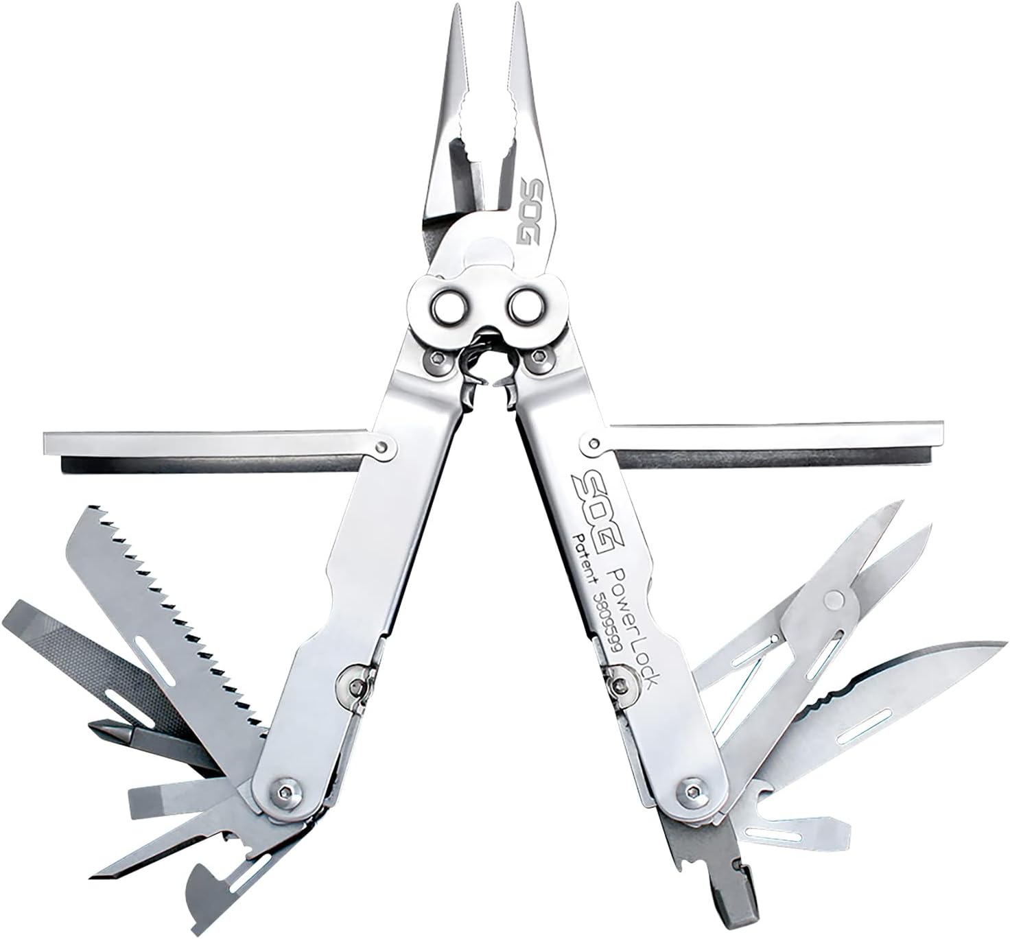 SOG PowerLock, Leather Pouch PowerLock w/scissors - Satin Finished