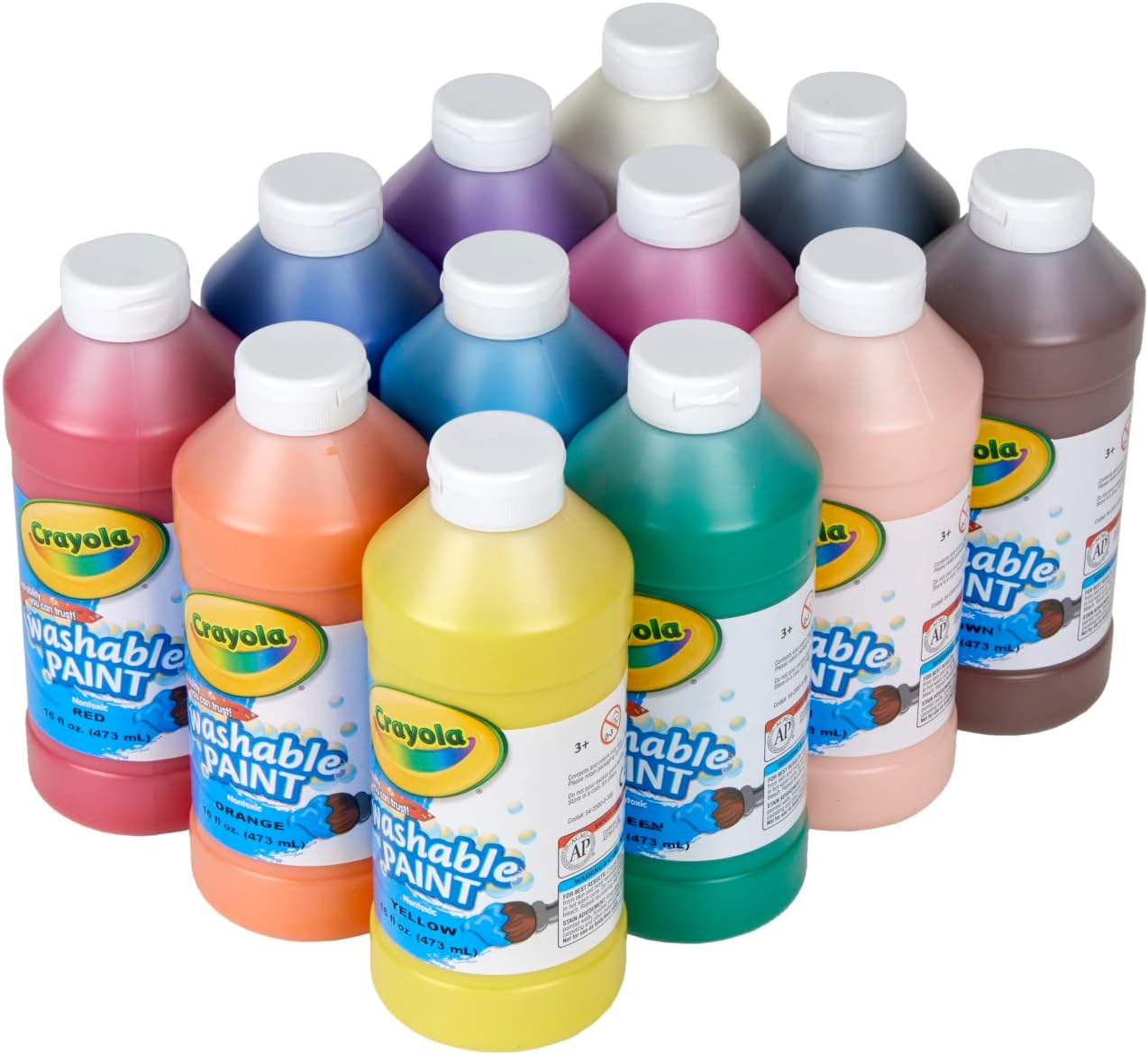 Crayola Washable Paint for Kids (12ct), Teacher Classroom Must Have, Bulk Paint Set, Nontoxic Kids Arts & Craft Supplies