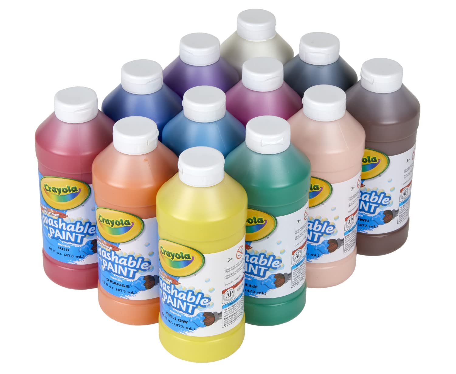 Crayola Washable Paint for Kids (12ct), Teacher Classroom Must Have, Bulk Paint Set, Nontoxic Kids Arts & Craft Supplies
