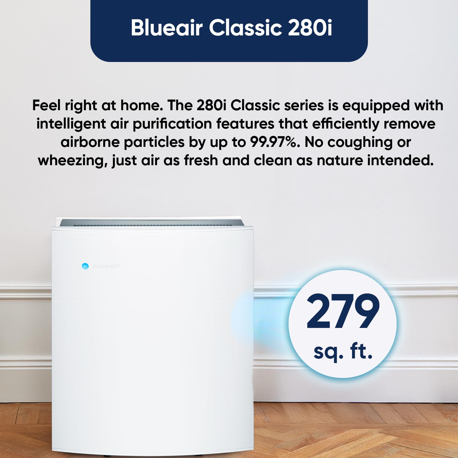 Coverage area of Blueair Classic 280i WIFI Smart Air Purifier with Integrated Air Sensors Coverage area of Blueair Classic 280i WIFI Smart Air Purifier with Integrated Air Sensors