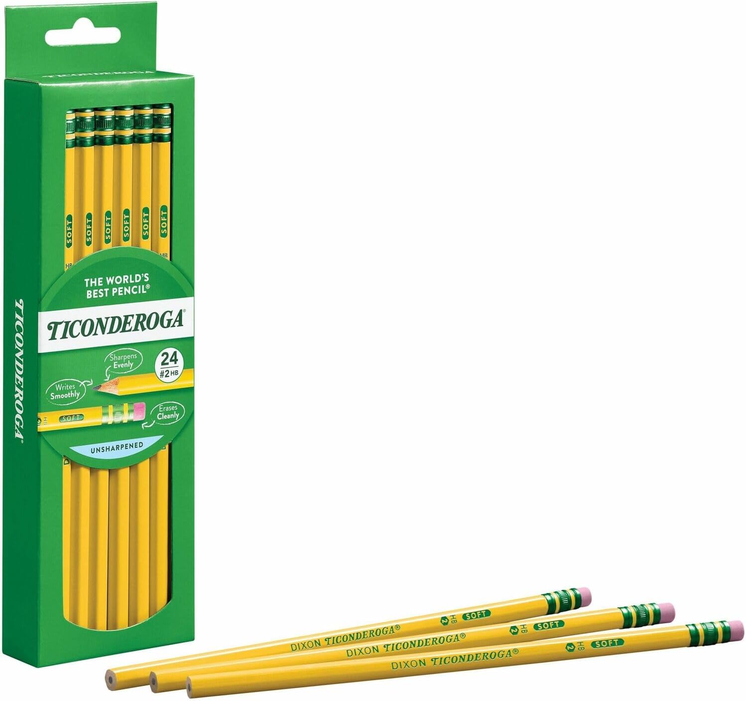 TICONDEROGA Premium Wood-Cased #2 (HB) Pencils, Yellow