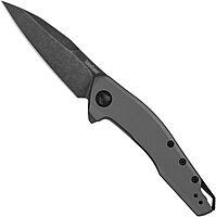 Kershaw Sanctum Pocket Knife, Curved Grey PVD Stainless Steel Handle, 3 inch 8Cr13Mov Blackwash Blade, Pocketclip