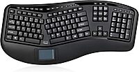 WKB-4500UB - Wireless Ergonomic Desktop Touchpad Keyboard, Split Keys Design, Palm Rest, Media Control Hotkeys