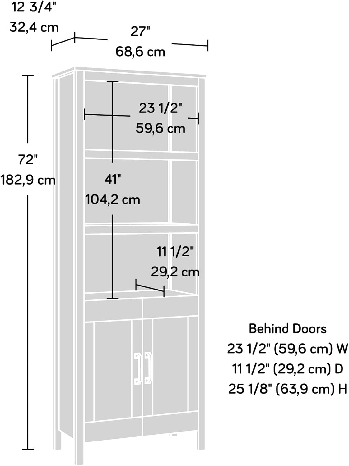 Sauder Select 72inH Bookcase with Doors, Raven Oak Finish