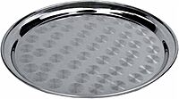 Winco Round Tray with Swirl Pattern, 16-Inch, Stainless Steel