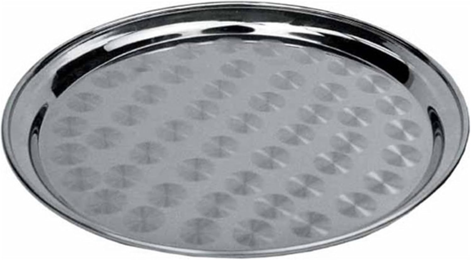 Winco Round Tray with Swirl Pattern, 16-Inch, Stainless Steel