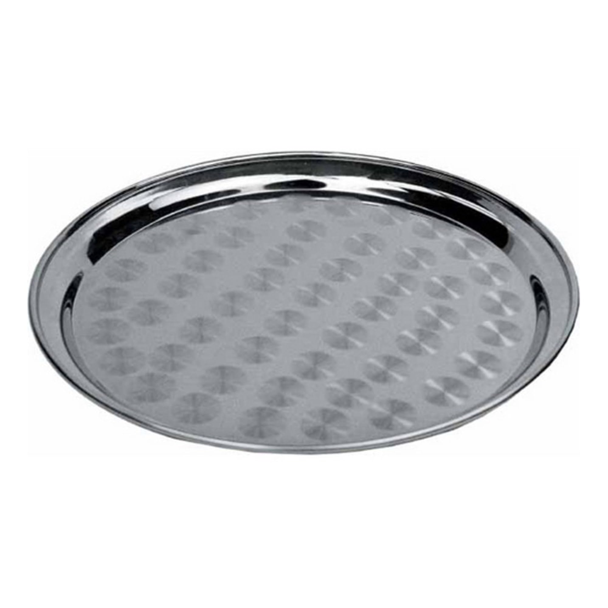 Winco Round Tray with Swirl Pattern, 16-Inch, Stainless Steel