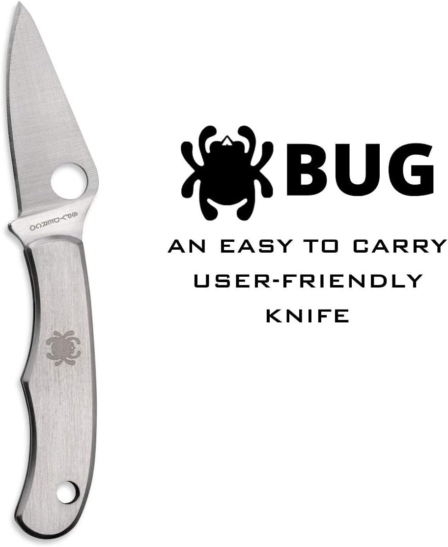 Spyderco Bug Non-Locking Knife with 1.27" 3CR Steel Blade and Durable Stainless Steel Handle - PlainEdge - C133P