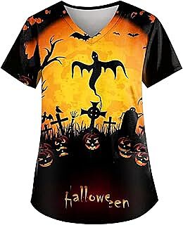 Scrub Tops Mujeres Halloween Estampado 2025 Scrub Tops Mujeres Halloween Estampado 2025