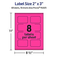 Avery Printable Rectangle Scalloped Labels, Sure Feed Technology, 2" x 3", Neon Magenta, Print-to-The-Edge