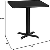 Flash Furniture Square Hospitality Table With X-Style Base, 31-3/16inH x 30inW x 30inD