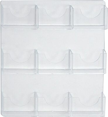 Azar Displays 9-Pocket Wall-Mount Bifold Brochure Holders, 24inH x 19-1/2inW x 1-3/4inD, Clear, Pack Of 2 Holders