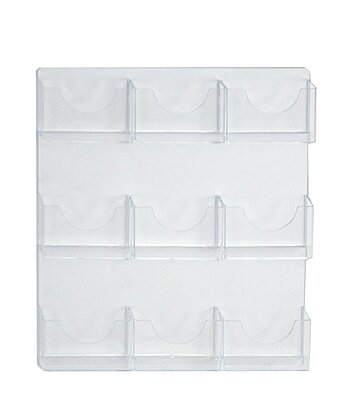 Azar Displays 9-Pocket Wall-Mount Bifold Brochure Holders, 24inH x 19-1/2inW x 1-3/4inD, Clear, Pack Of 2 Holders
