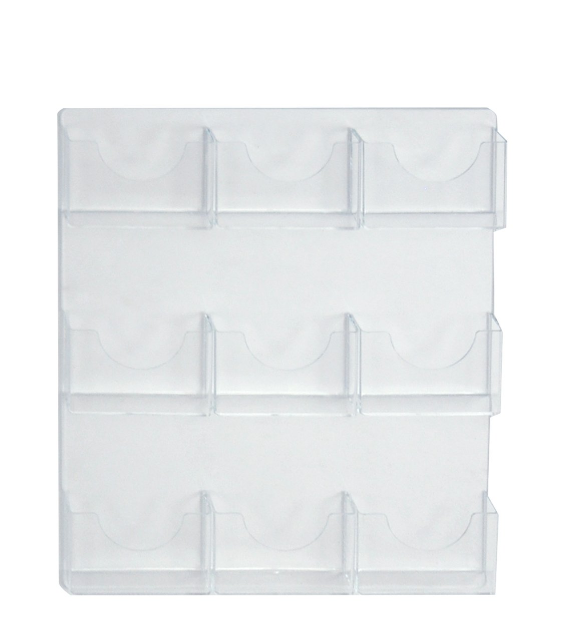 Azar Displays 9-Pocket Wall-Mount Bifold Brochure Holders, 24inH x 19-1/2inW x 1-3/4inD, Clear, Pack Of 2 Holders