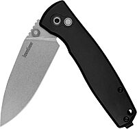 Kershaw Kindred Folding Knife, 3" D2 Steel Spear Point Blade, Black Anodized Aluminum Handle, Lock Mechanism