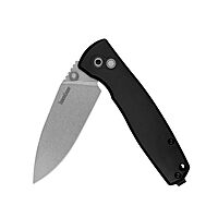 Kershaw Kindred Folding Knife, 3" D2 Steel Spear Point Blade, Black Anodized Aluminum Handle, Lock Mechanism