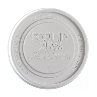 Eco-Products EcoLid Food Container Lids, Fits 12-32 oz, 25% Recycled, Off White, Pack of 500