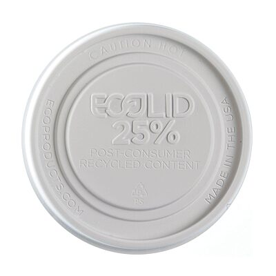 Eco-Products EcoLid Food Container Lids, Fits 12-32 oz, 25% Recycled, Off White, Pack of 500