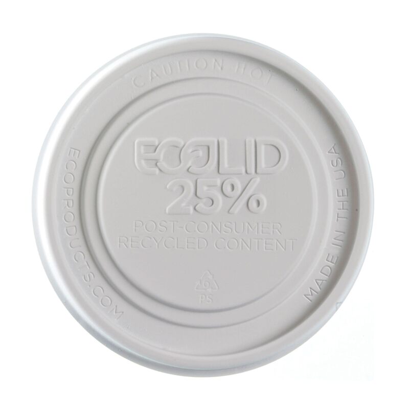 Eco-Products EcoLid Food Container Lids, Fits 12-32 oz, 25% Recycled, Off White, Pack of 500