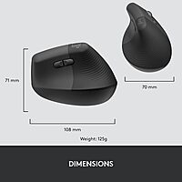 Logitech Lift for Business, Vertical Ergonomic Mouse, Wireless, Bluetooth or Secured Logi Bolt USB, Quiet clicks, Globally Certified, Windows/Mac/Chrome/Linux - Graphite Right-Handed
