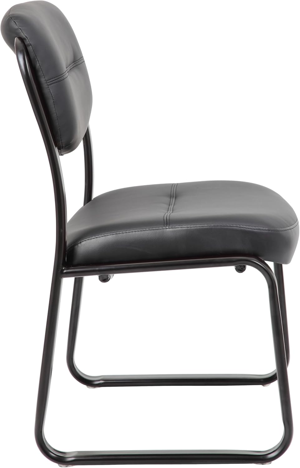 Boss Office Products LeatherPlus Bonded Leather Guest Chair, Black