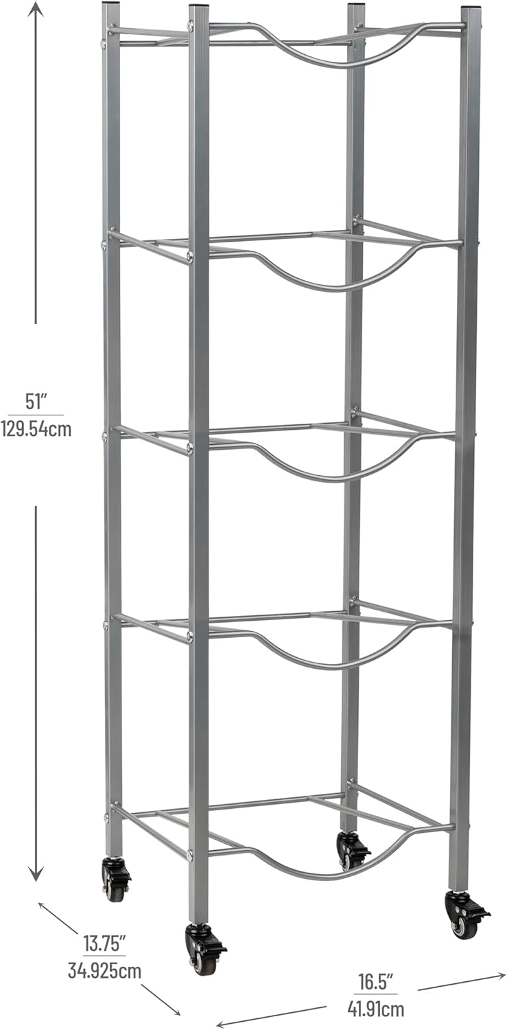 MIND READER 5 Gallon Water Jug Stand, Water Bottle Holder, Water Cooler Rack, Metal, Silver