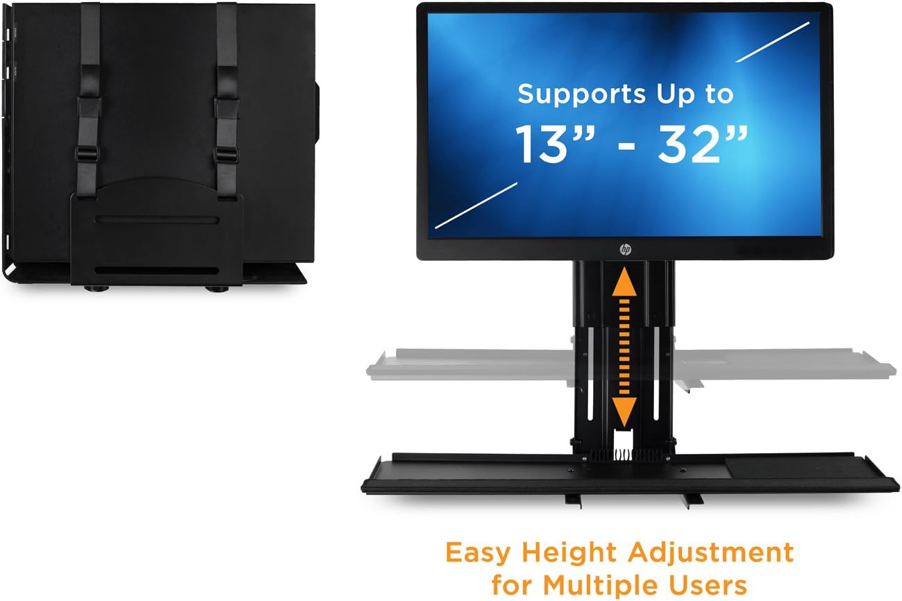 Mount-It! Monitor and Keyboard Wall Mount with CPU Holder, 25" Wide VESA Keyboard Tray (MI-7919)