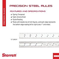 Starrett Spring Tempered Steel Rule with Satin Chrome Finish