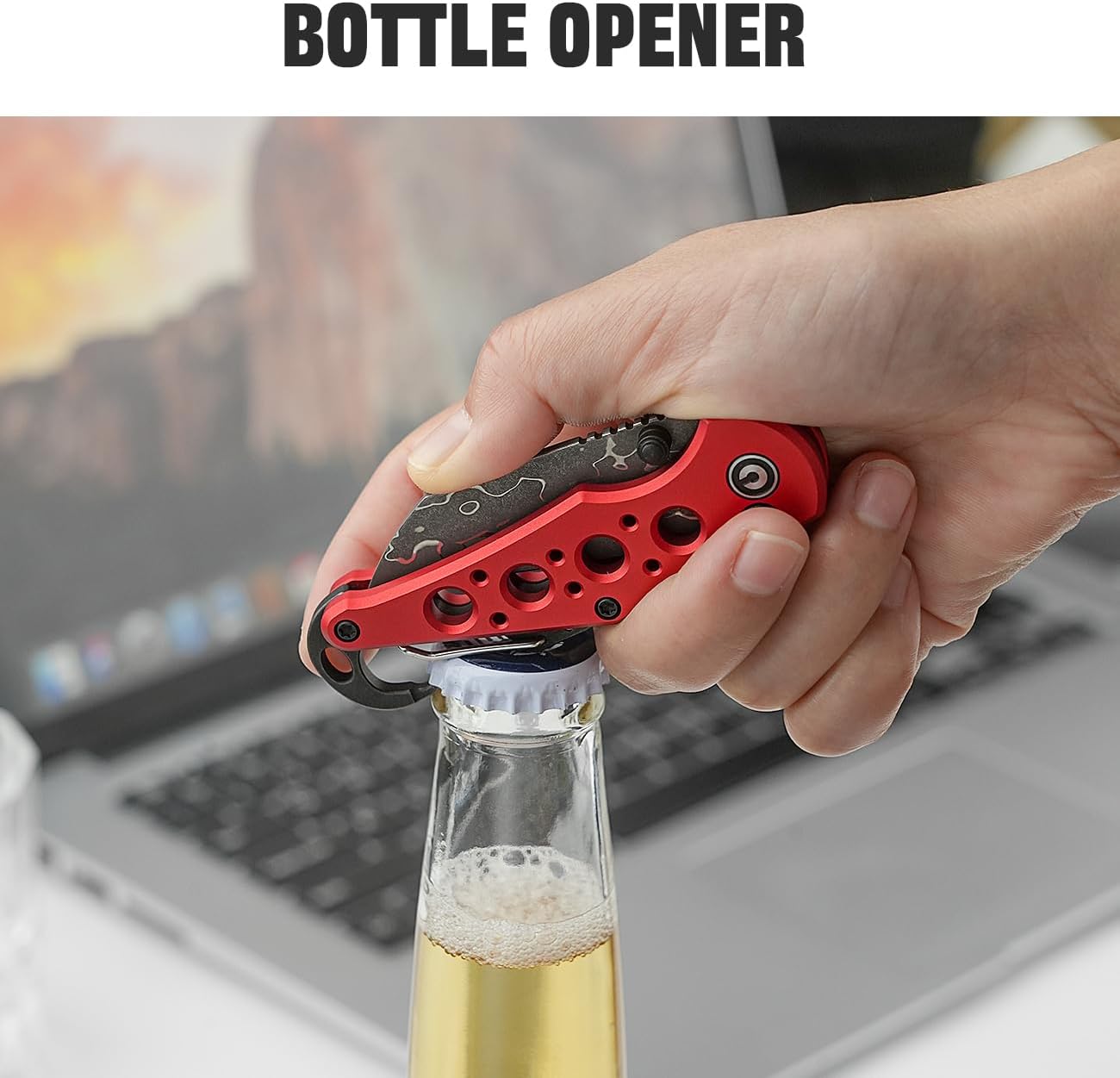 CIVIVI Pragma Folding Knife 2.2" Wharncliffe, Aluminum Handle, Carabiner & Bottle Opener